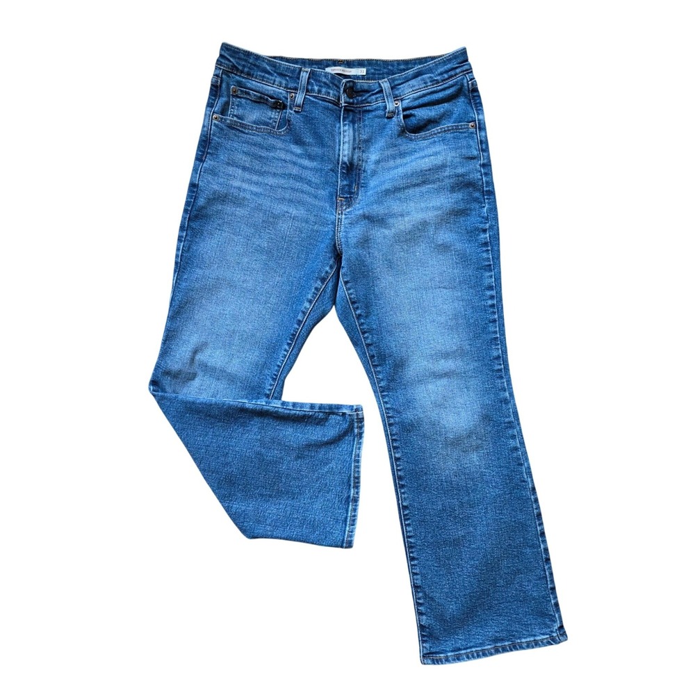 Levi's 725 High Rise Kick Bootcut Jeans Medium Wash Cropped Women's 32